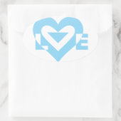 Sticker Ovale Graphique d'amour cool, Bleu (Sac)