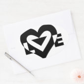Sticker Ovale Graphique d'amour cool, noir (Enveloppe)