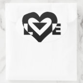 Sticker Ovale Graphique d'amour cool, noir (Sac)