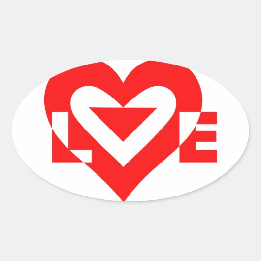 Sticker Ovale Graphique d'amour cool, Rouge (Devant)