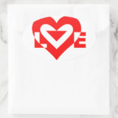 Sticker Ovale Graphique d'amour cool, Rouge (Sac)