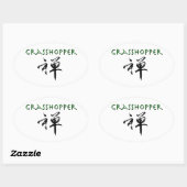 Sticker Ovale Grasshopper avec le symbole "Zen" (Feuille)