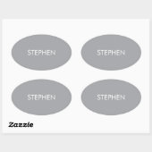 Sticker Ovale Gray minimalist custom name  (Feuille)