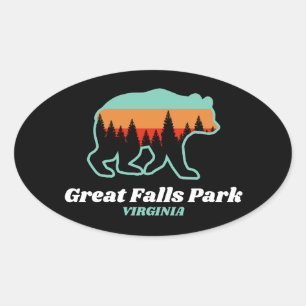 Sticker Ovale Great Falls Park Virginia VA Bear Retro Vintage