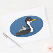 Sticker Ovale Grèbe Occidentale Birdorable avec bébé (Enveloppe)