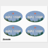 Sticker Ovale Green Forest Feuille rouge Sirop d'érable à feu de (Feuille)