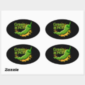 Sticker Ovale Green is HOT (Feuille)