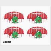 Sticker Ovale Grenouille d'amour du jour de Valentines (Feuille)