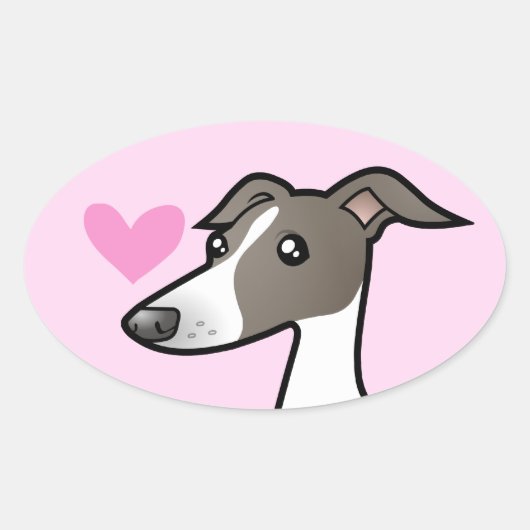 Sticker Ovale Greyhound / Whippet / Grise italienne (Devant)