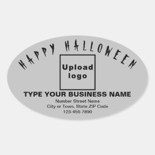 Sticker ovale gris Halloween d'affaires