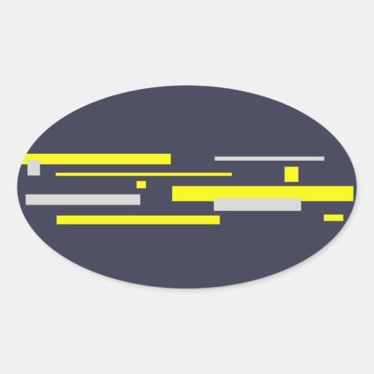 Sticker Ovale Gris Jaune Blocs Art Abstrait (Devant)