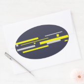 Sticker Ovale Gris Jaune Blocs Art Abstrait (Enveloppe)