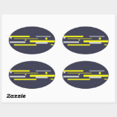 Sticker Ovale Gris Jaune Blocs Art Abstrait (Feuille)