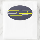 Sticker Ovale Gris Jaune Blocs Art Abstrait (Sac)