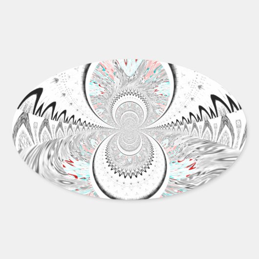 Sticker Ovale Gris Kaleidoscope Art (Devant)
