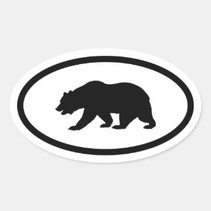 Sticker Ovale Grizzly Bear