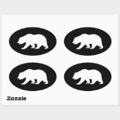 Sticker Ovale Grizzly Bear (Feuille)