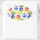 Sticker Ovale Groovy hippie Peace Signs Flower Power Sparkles (Sac)