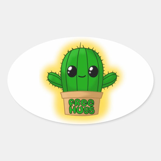 Sticker Ovale Gros cactus (Devant)