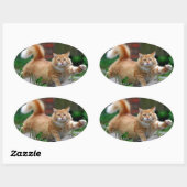 Sticker Ovale Gros chat orange (Feuille)