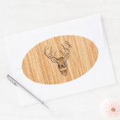 Sticker Ovale Grotte blanche Cerf de bois Grain style graphique (Enveloppe)