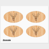 Sticker Ovale Grotte blanche Cerf de bois Grain style graphique (Feuille)