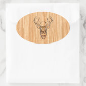 Sticker Ovale Grotte blanche Cerf de bois Grain style graphique (Sac)