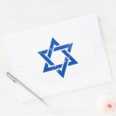 Sticker Ovale Grunge Blue Star de David (Enveloppe)
