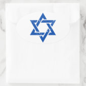 Sticker Ovale Grunge Blue Star de David (Sac)