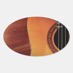 Sticker Ovale Guitare acoustique