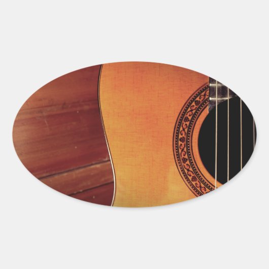 Sticker Ovale Guitare acoustique (Devant)