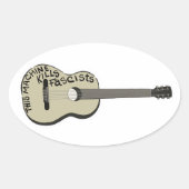Sticker Ovale Guitare de Guthrie "Cette machine tue les fasciste (Devant)