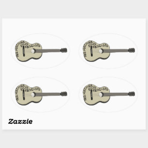 Sticker Ovale Guitare de Guthrie "Cette machine tue les fasciste