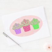 Sticker Ovale Gumdrop Cupcakes (Enveloppe)