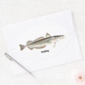 Sticker Ovale Hake argenté - Whiting (Enveloppe)
