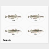 Sticker Ovale Hake argenté - Whiting (Feuille)