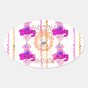 Sticker Ovale Hakuna Matata : Beau bébé Lion Design Motif