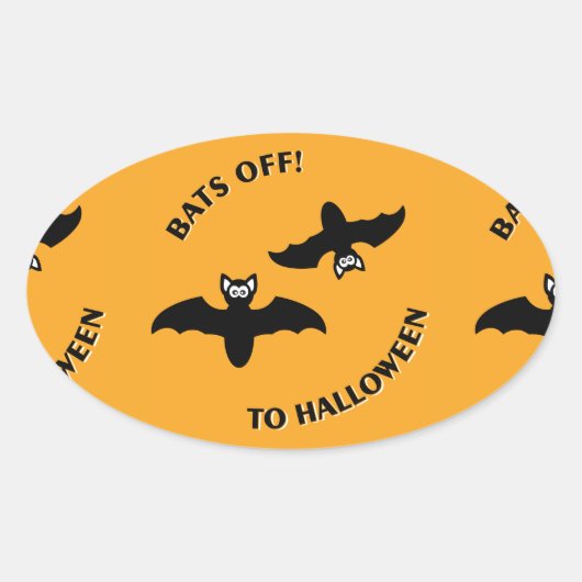 Sticker Ovale Halloween Bats Orange (Devant)