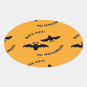 Sticker Ovale Halloween Bats Orange