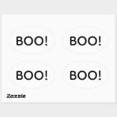 Sticker Ovale Halloween BOO ! Sac cadeau de typographie simple (Feuille)