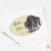 Sticker Ovale Halloween de chat pétrifié (Enveloppe)