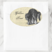 Sticker Ovale Halloween de chat pétrifié (Sac)