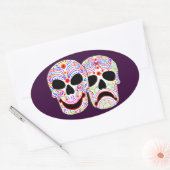 Sticker Ovale Halloween DOTD Comedy-Tragedy Skuls (Enveloppe)
