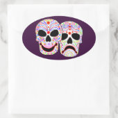 Sticker Ovale Halloween DOTD Comedy-Tragedy Skuls (Sac)