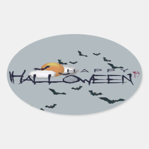 Sticker Ovale Halloween heureux
