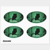 Sticker Ovale Halloween Hibou Silhouette (Feuille)