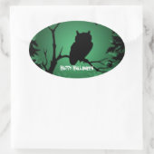 Sticker Ovale Halloween Hibou Silhouette (Sac)