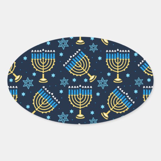 Sticker Ovale Hanoukka Menorah et l'étoile de David (Devant)