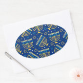 Sticker Ovale Hanoukka Menorah et l'étoile de David (Enveloppe)