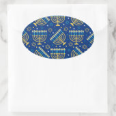 Sticker Ovale Hanoukka Menorah et l'étoile de David (Sac)